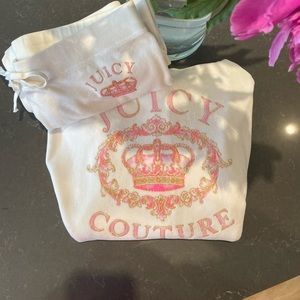 Juicy Couture Velour cream and pink hooded sweatshirt and pant set